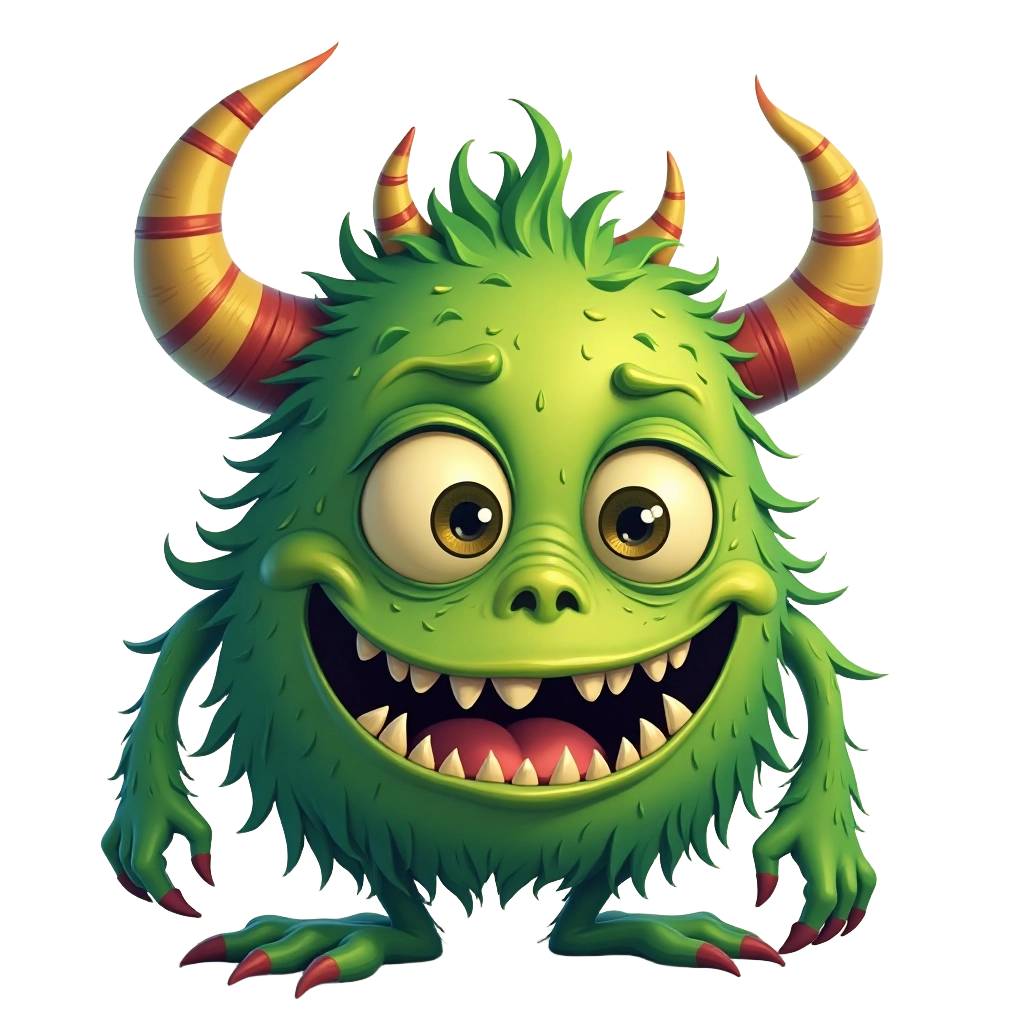 Green Monster with Horns